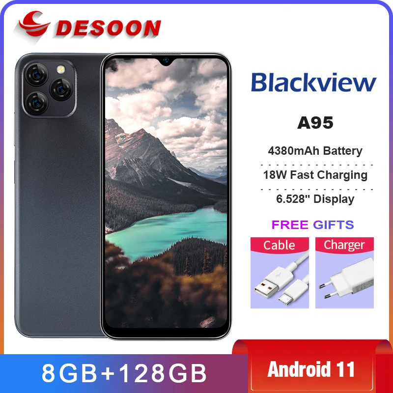 

Blackview A95 смартфон, 8 ГБ + 128 ГБ, Восьмиядерный, экран 6,5 дюйма