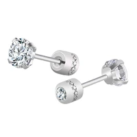 titanium steel ear studs fashion simple creative four claw zircon stud earrings unisex jewelry