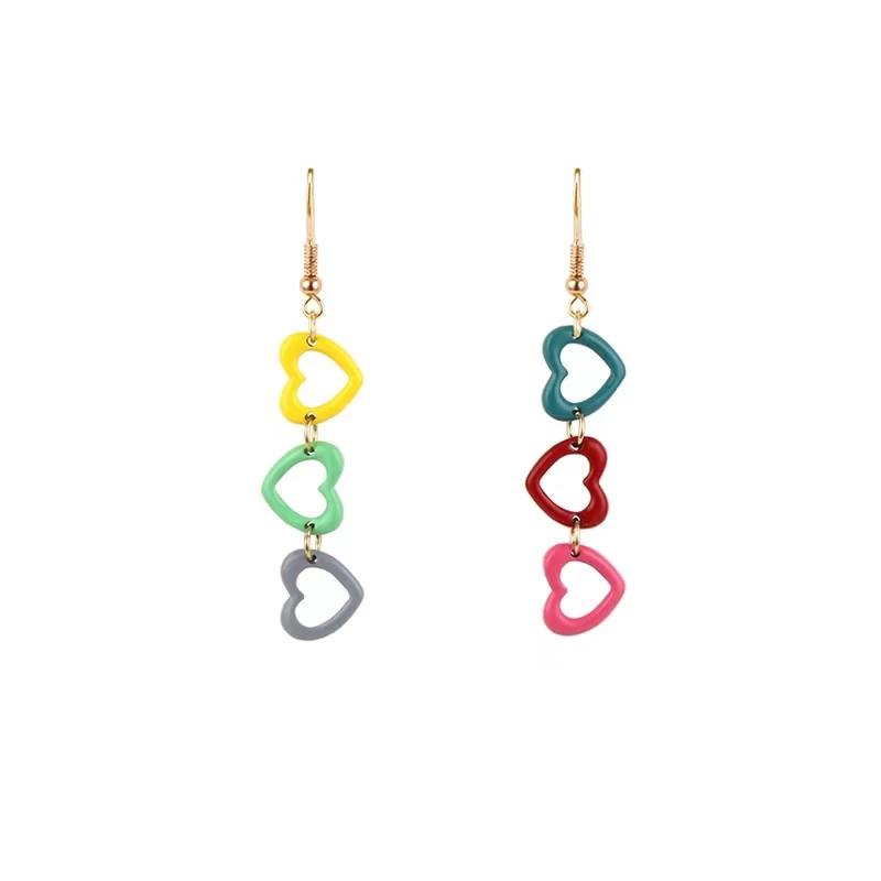 

Cute Colorful Candy Color Heart Drop Earrings Women's Fashion Jewelry