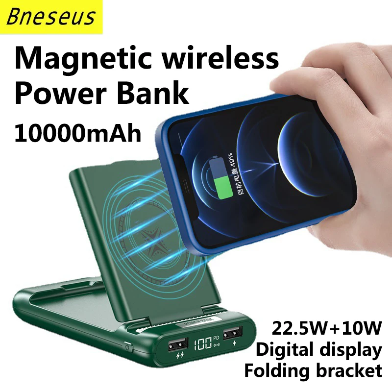 10000mAh Magnetic Wireless Power Bank 22.5W Fast Charging External Auxiliary Battery For iPhone 12 13 14 Macsafe Powerbank