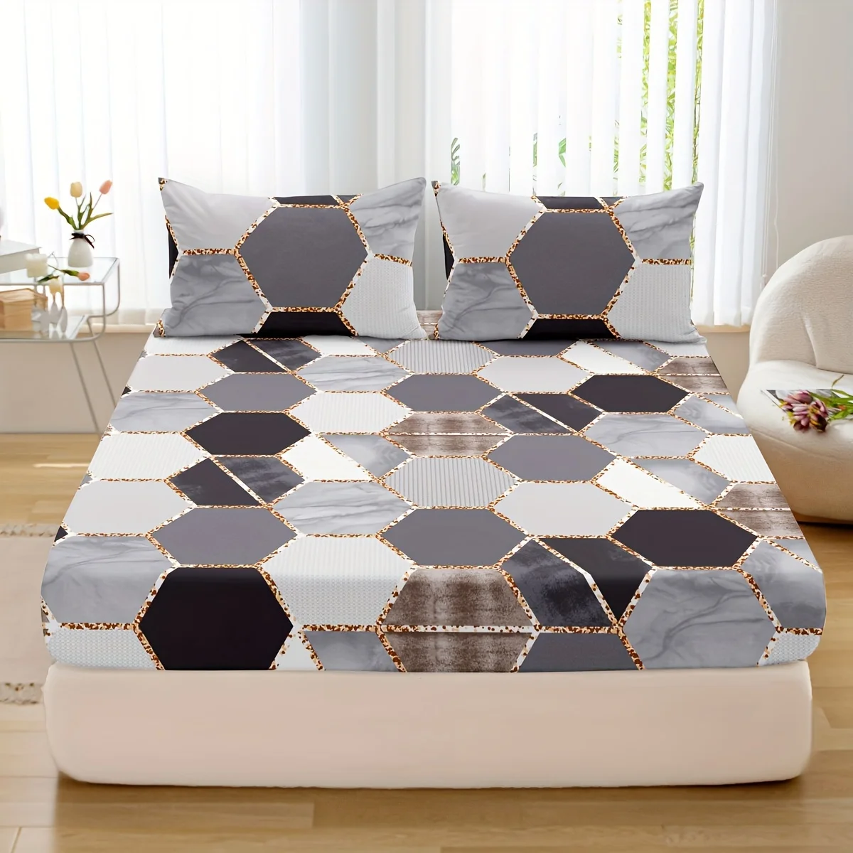 Комплект простыней из 3 предметов Soft Touch с разноцветным принтом — дышащий