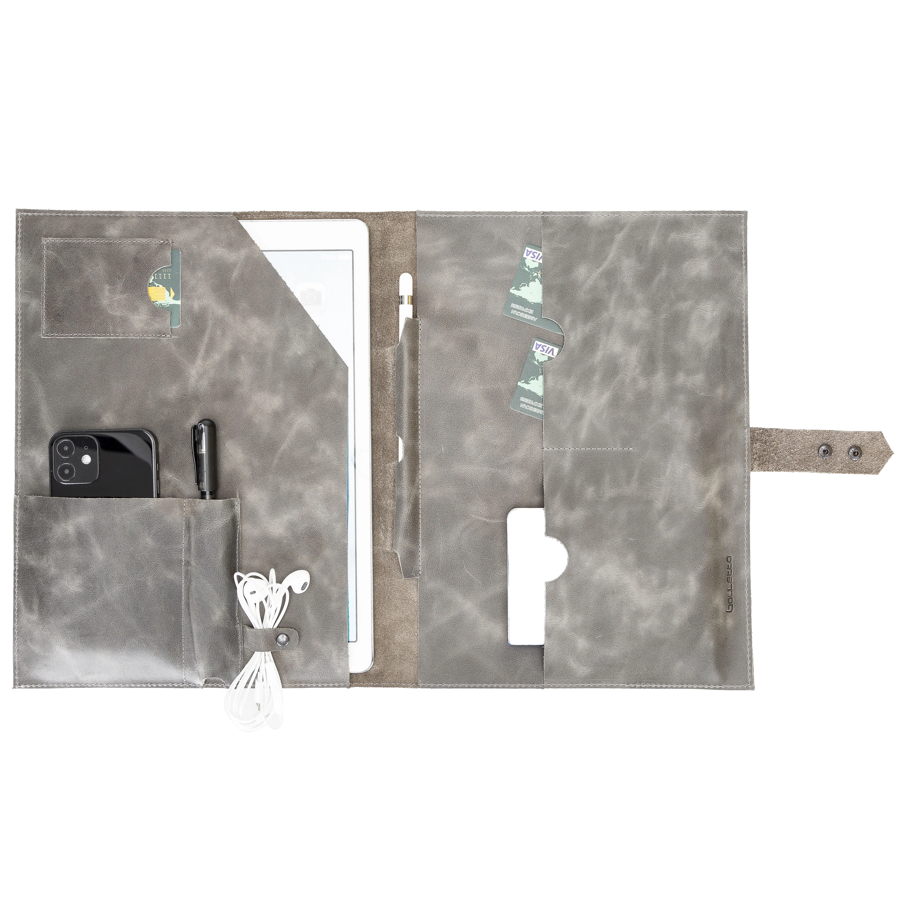 

Портфель ручной работы из натуральной кожи для iPad Pro 12,9 дюйма, органайзер, чехол для iPad, чехол с телефоном, картой, держателем для наушников