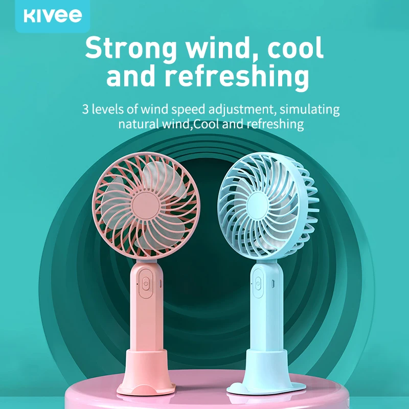 

Портативный мини-вентилятор KIVEE, портативный Usb-перезаряжаемый Настольный воздушный охладитель с базовым стандартным кронштейном, 3 режима ...