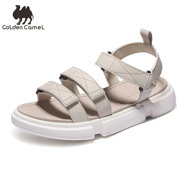 Женские сандалии Goldencamel на мягкой плоской подошве липучке Пляжная женская обувь