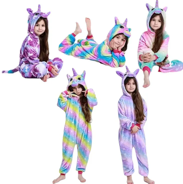

Children Onesie Kids Unicorn Pajamas Animal Cartoon Blanket Sleepers Baby Costume Winter Boys Girls Licorne Jumspuit Sleepwear