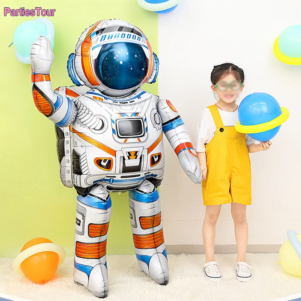 

134cm Standing Inflatable Astronaut Balloon 3D Spaceman Foil balloon Kids Galaxy Outer Space Theme Birthday Party Decoration toy