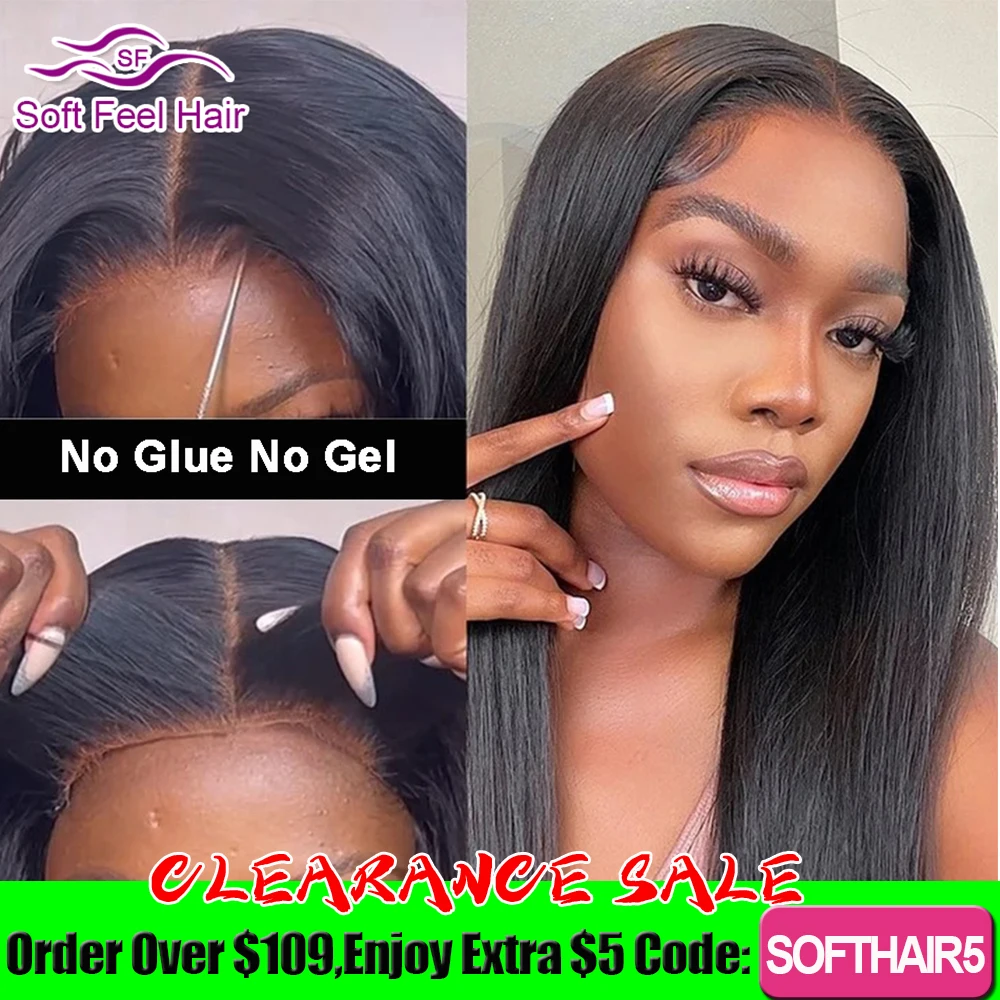 

Glueless Wear And Go Wig Pre Plucked Straight Wig HD Lace Glueless 4x6 Closure Wig Pre Cut Hairline Ready to Go Wigs For Women