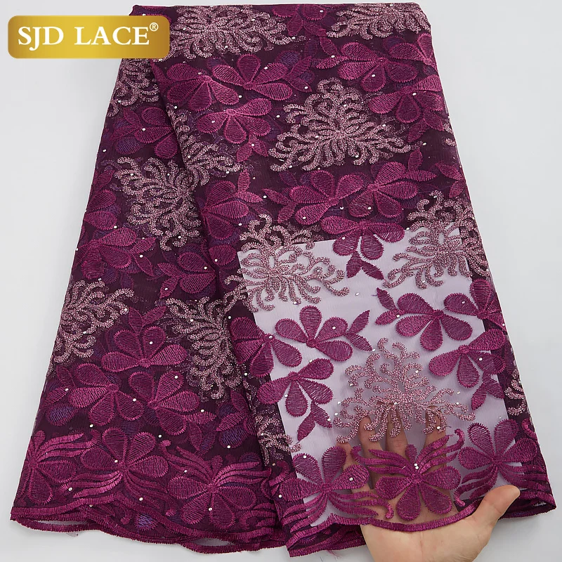 

SJD LACE French Lace Fabric 2022 High Quality African Mesh Lace Fabric Free Shipping Items to AUS For Wedding Dress Sewing A2940