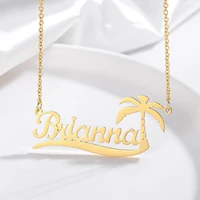 dascusto custom name necklace seaside coconut tree personalised name necklace for women do not fade names chain summer jewelry