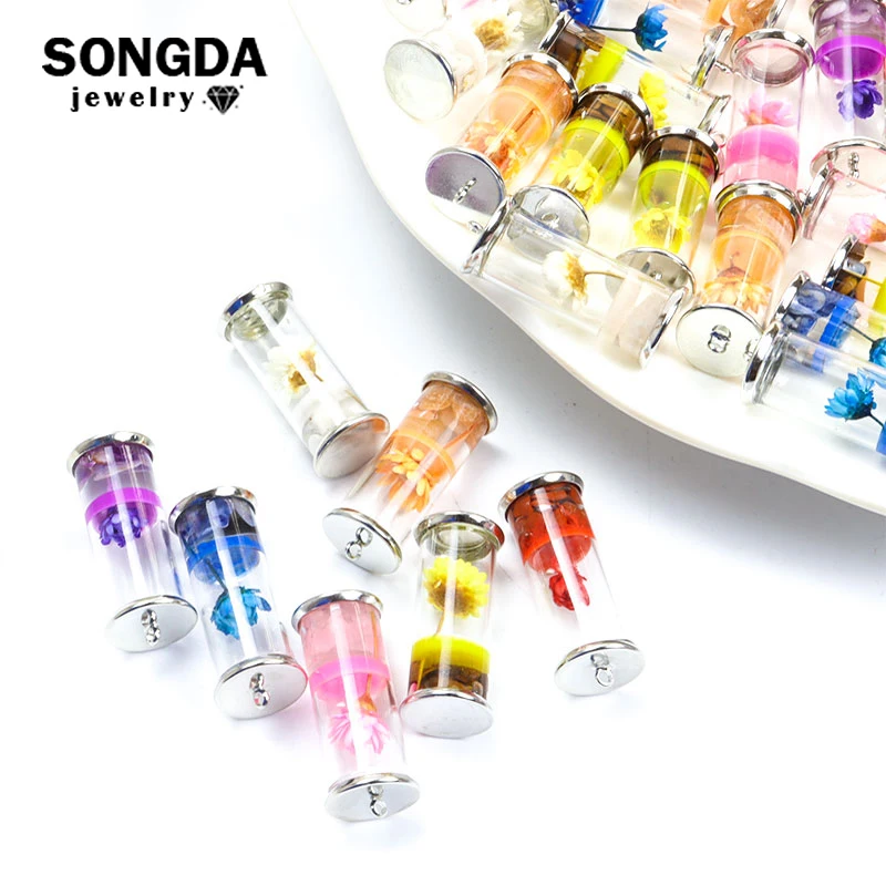 

Creative Natural Dried Flower Plant Glass Bottle Charm Pendant DIY Jewelry Making Necklace Keychain Handmade Finding Accessories
