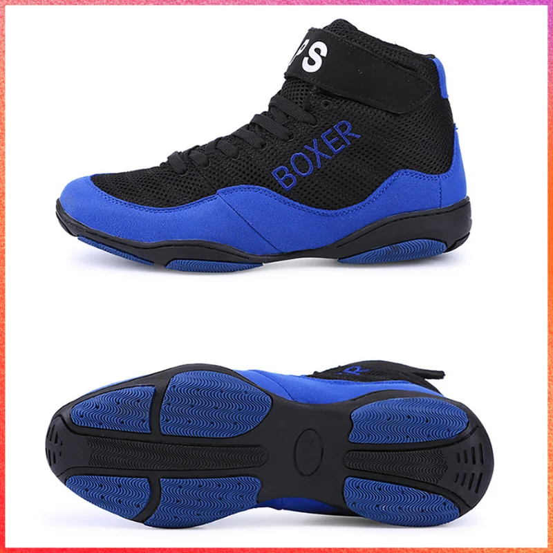 Brand Day Key Size 33-47 Men Boxing Boots Wrestling Combat Sneakers Gym High Top Boxing Shoes Blue Black Boots Men Sports Shoes
