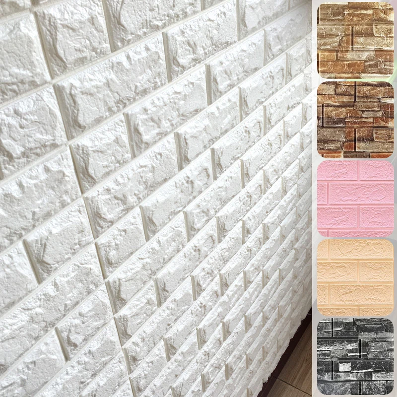 

10pcs 3D Wall Stickers Drop Shipping Imitation Brick Waterproof Self Adhesive Panels Home Decor Wallpaper For Living Room