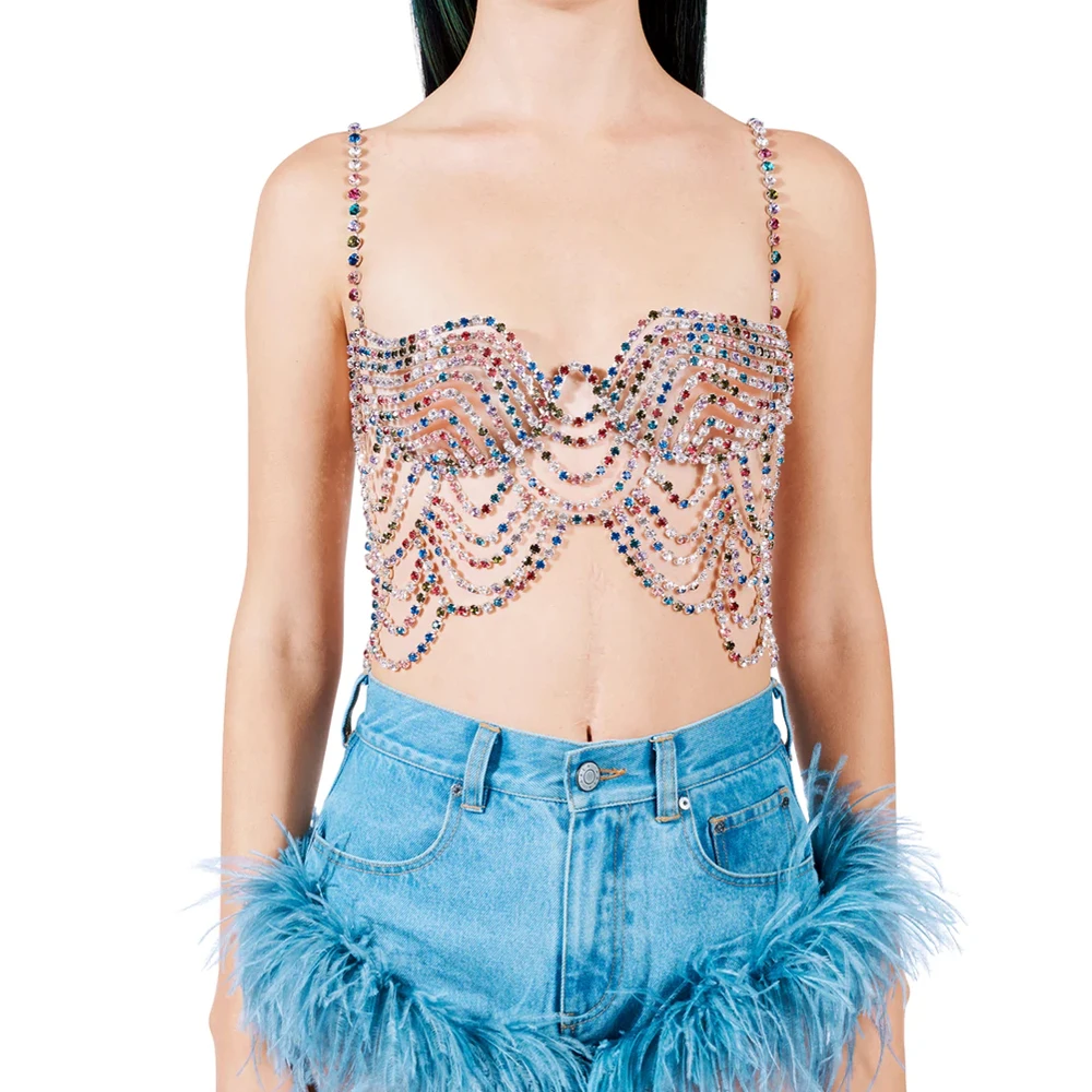 Женское нижнее белье Rave с разноцветными кристаллами бюстгальтер на бретельках