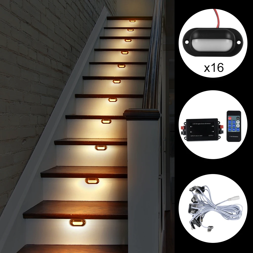 16 Steps Surface install DC24V Stair LED Lighting System-Plug and Play