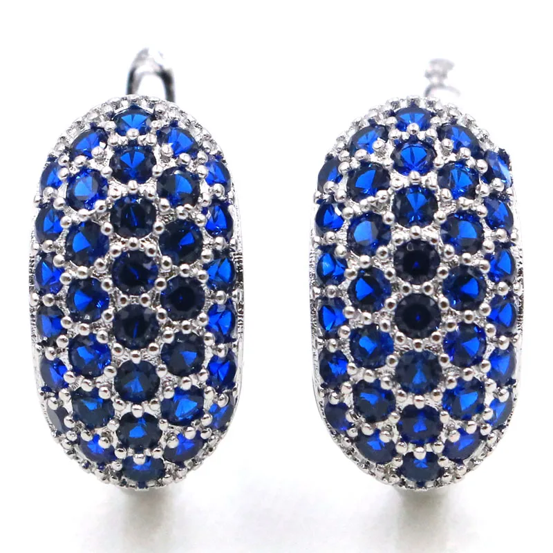 

18x9mm Lovely Cute 4.2g Tanzanite White Sapphire Women Daily Wear Silver Ear Stud Earrings
