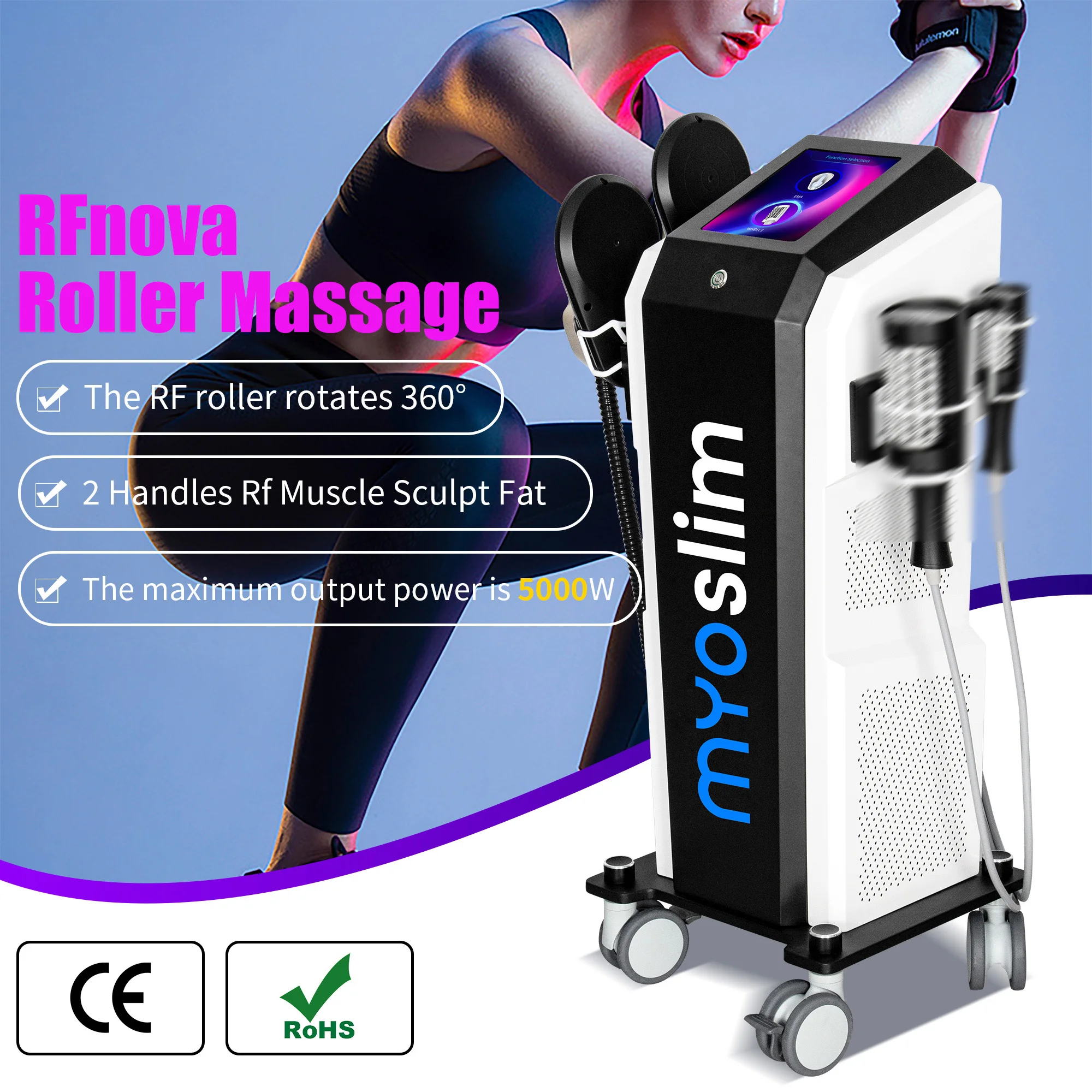 Фото Электрический миостимулятор EMS-роллер NEO 6500W Myoslim RF HIEMT для коррекции фигуры, массажер для мышц, сжигатель жира, для похудения и формирования ягодиц №2