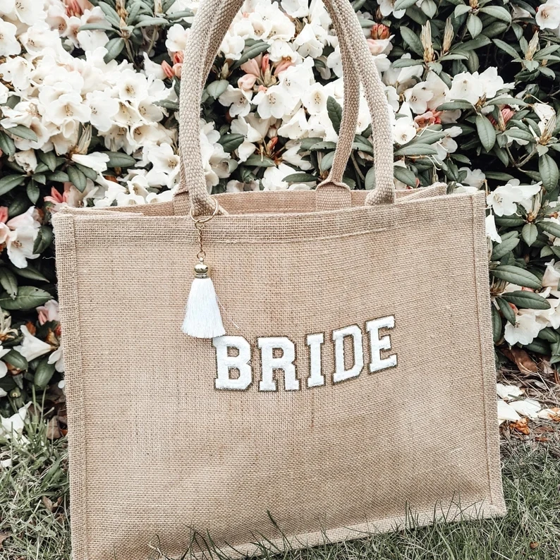 

Personalised Bag Set For Bridesmaid Makeup Monogram Tote Bag Bridesmaid Handbag Initial Bride Gift Beach Honeymoon Handbag Women