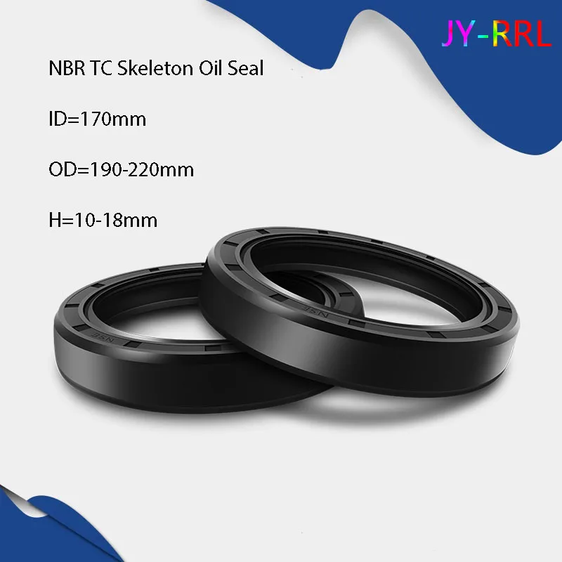 

Black NBR TC/FB/TG4 Skeleton Oil Seal ID 170mm OD 190-220mm Thickness 10-18mm Nitrile Butadiene Rubber Gasket Sealing Rings