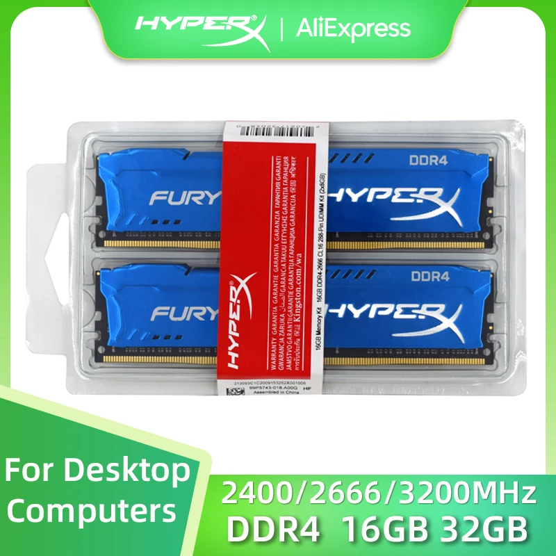HyperX DDR4 16GB 32GB KIT 2400MHz 2666MHz 3200MHz Memory DIMM DDR4 RAM PC4-25600 21300 19200 Dual Channel Desktop Memory