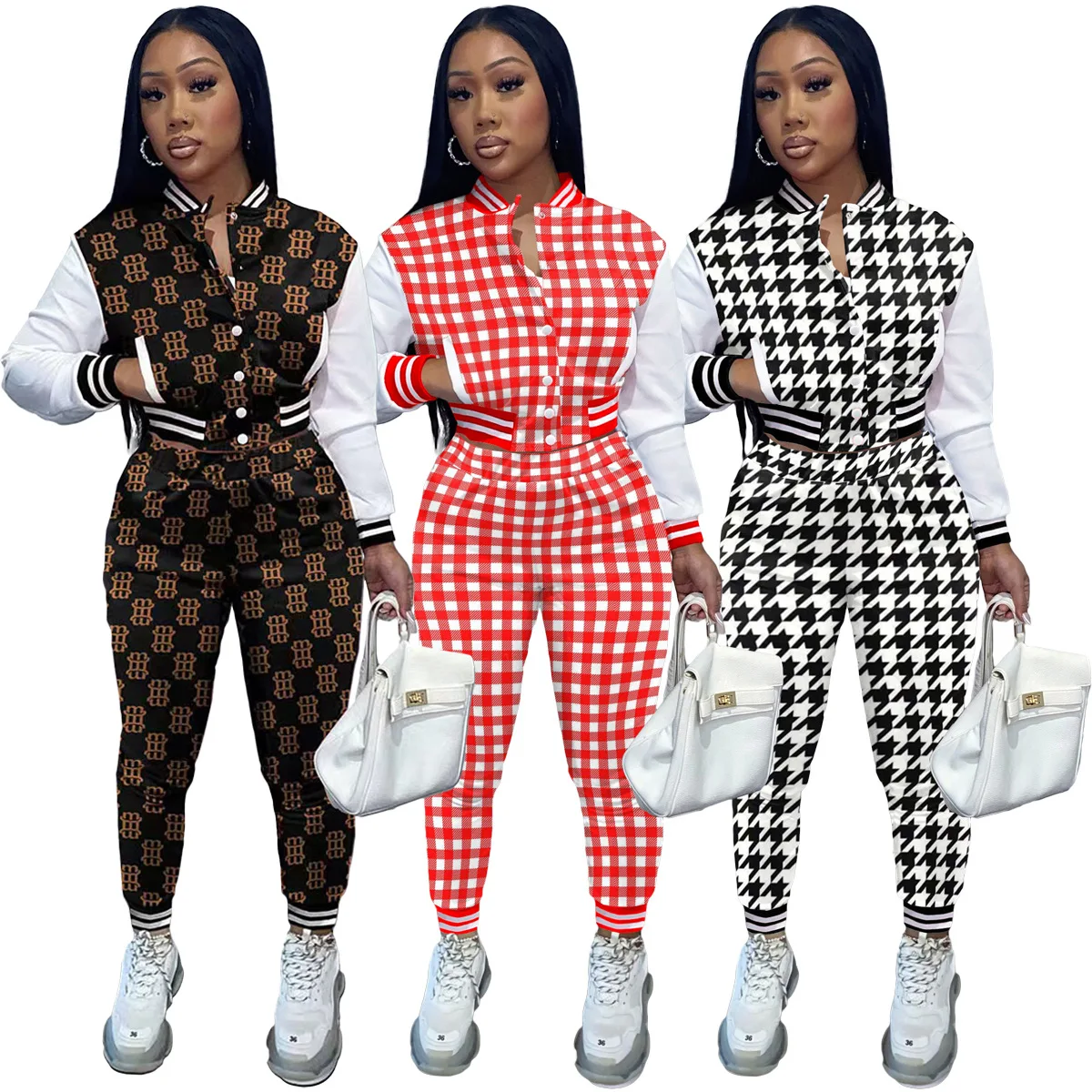 

2023 Women Set Baseball Suit Winter Spring Printing Casual Tracksuit Women 2 Pieces Set Sports Sweatshirts Sweatpants Outfits