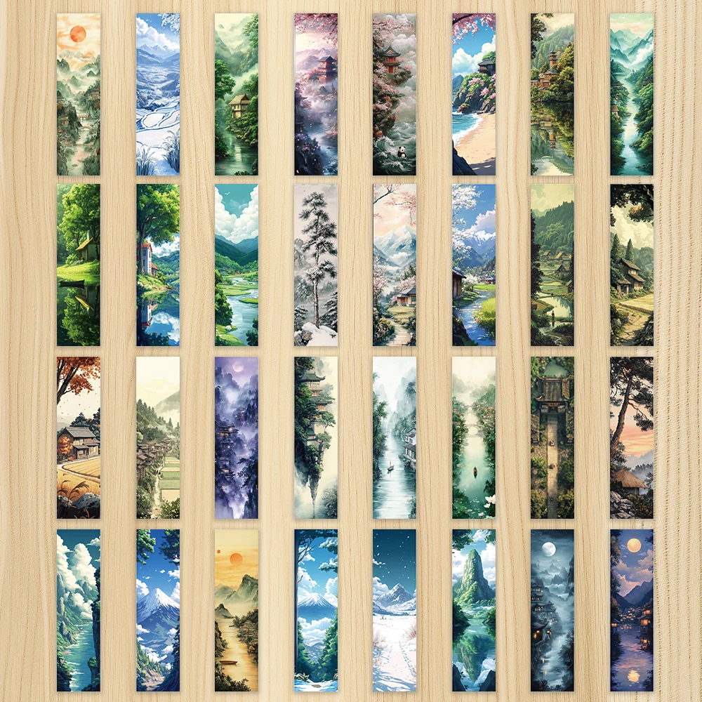 

Винтажные пейзажные закладки из бумаги