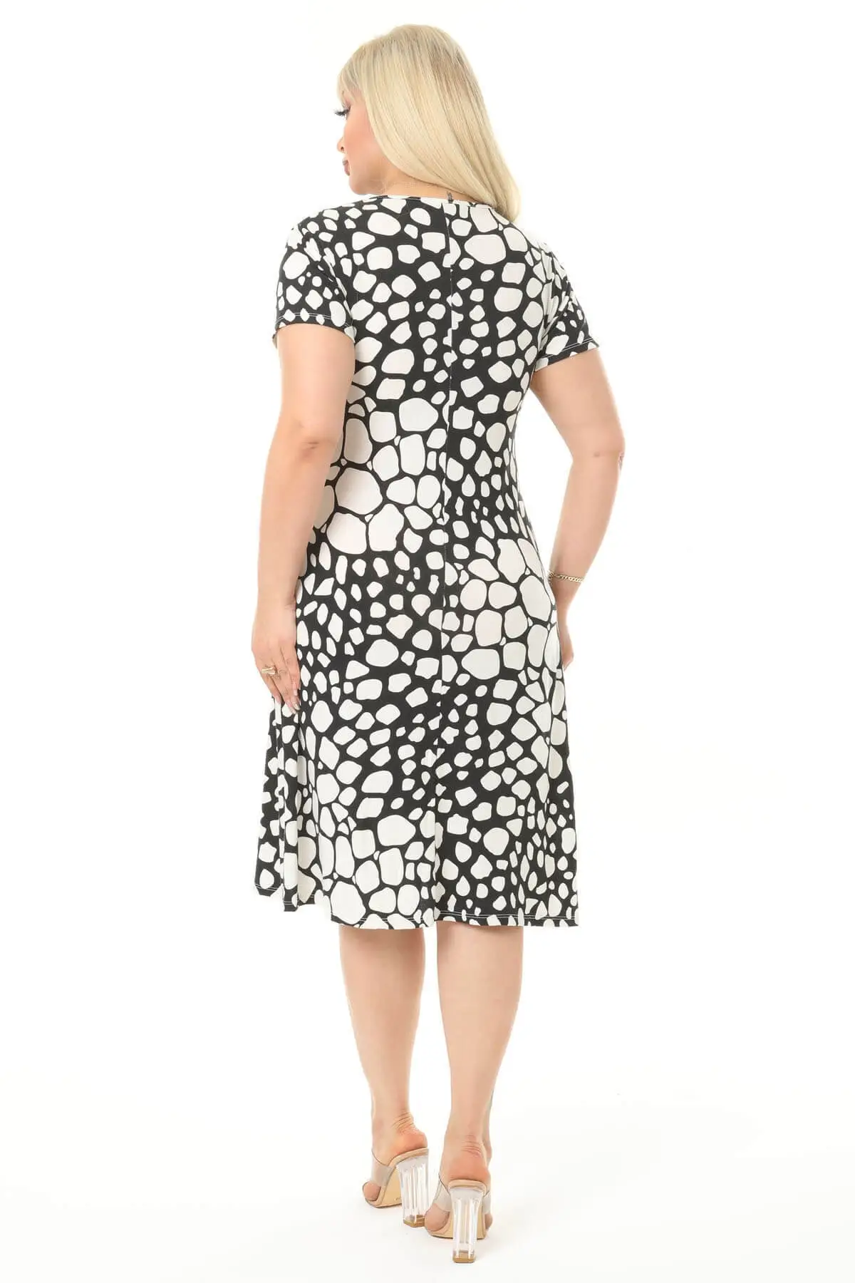 Plus Size Women's Dress Daily Wear Patterned Round Neck Ankle-Length Lycra Knitted Viscose Stylish XL 2XL 3XL 4XL 5XL
