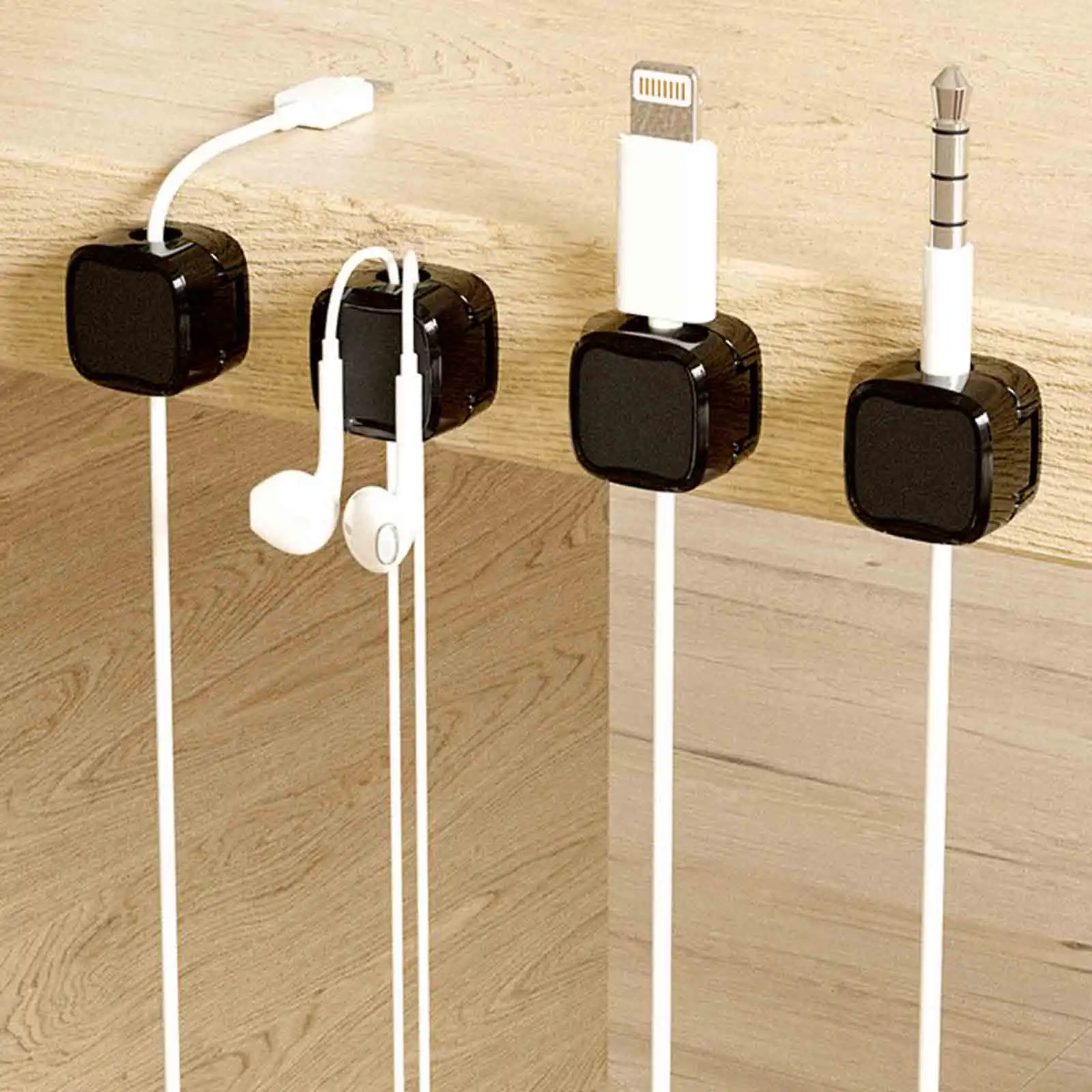 Черные магнитные кабельные зажимы 6ШТ для USB-кабелей и зарядных устройств