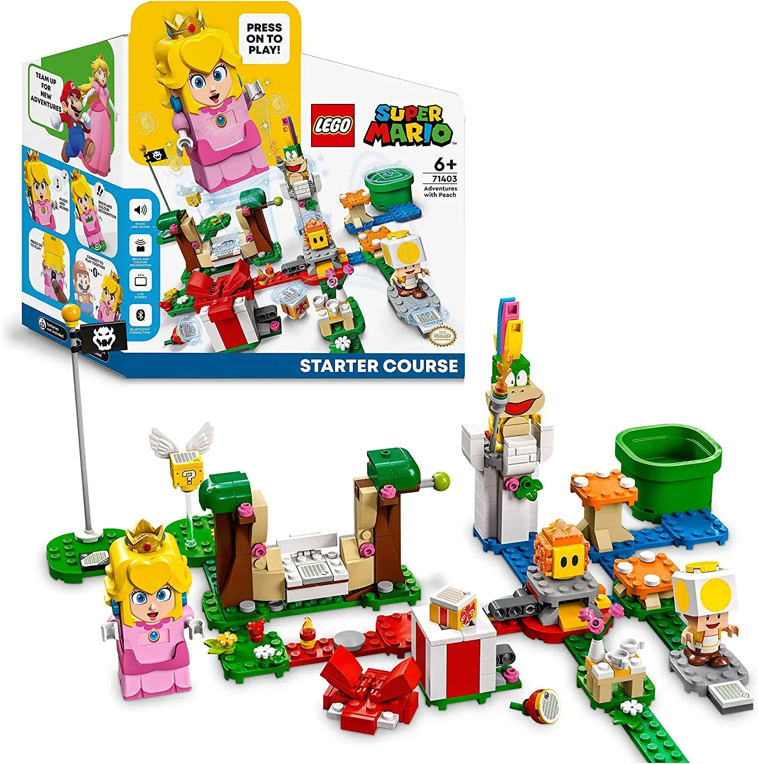 

LEGO 71403 Super Mario Adventures with Peach Starter Course, Buildable Toy Game with Interactive Figure, Yellow Toad & Lemmy