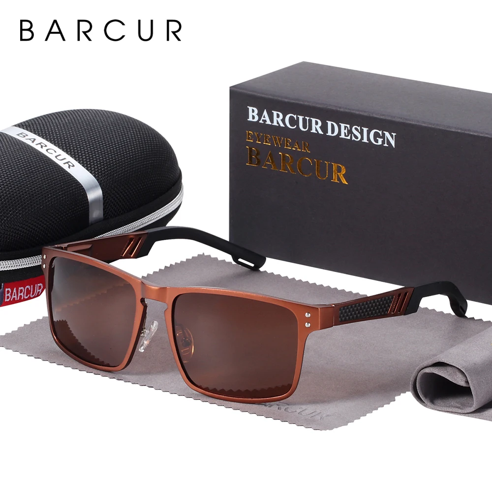 BARCUR Aluminium Magnesium Square Sunglasses Men Polarized Vintage Shades Women Sun Glasses For Men Sport Eyewear Oculos De Sol