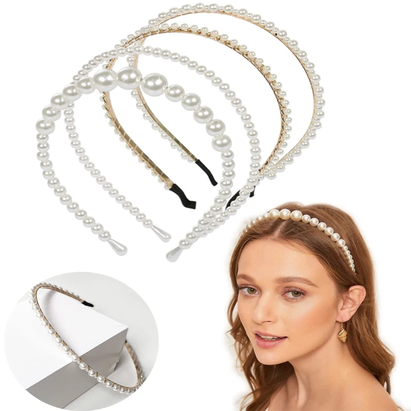 

New Simple Full Pearls Women Hairbands Sweet Headband Hair Hoops Holder Ornament Head Band Lady Elegant Fashion Hair Accessories