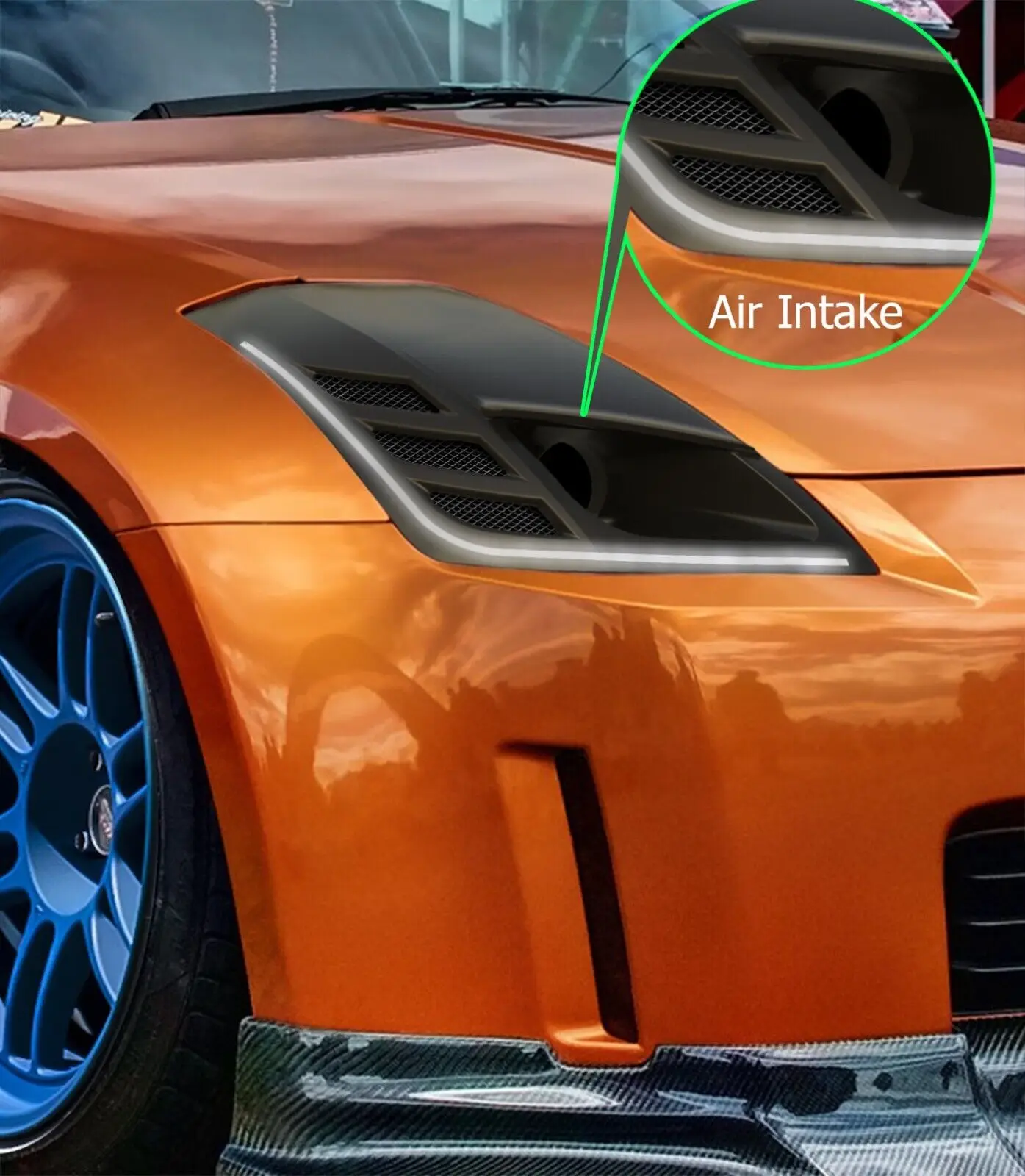 

For Nissan Skyline R34 GTR GTT FRP Trim Vented Headlight Duct Left Replacement
