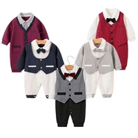 baby romper toddler long sleeve jumpsuit baby clothes new born infant outfit with bow tie infant gentleman clothes
