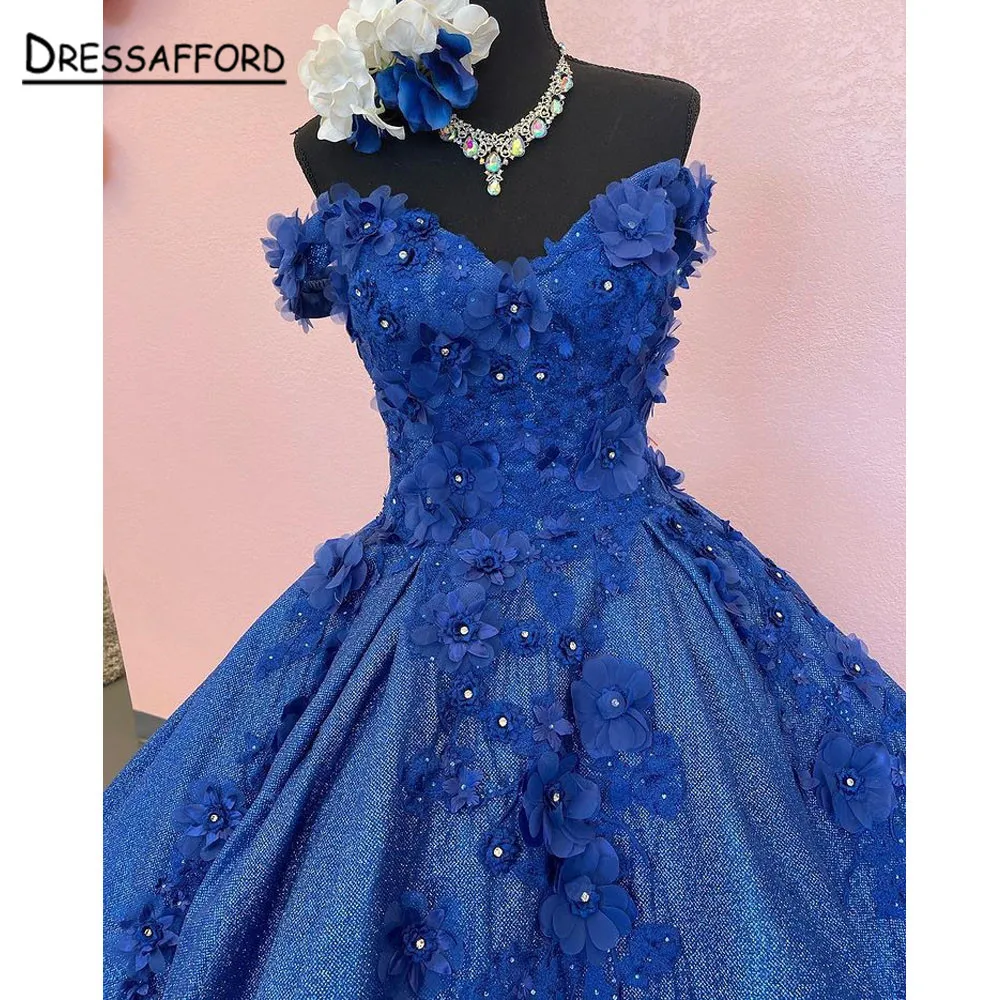 

Gorgeous Royal Blu Sequins Quinceanera Dresses for 15 Year 2022 Ball Gown Sexy V Neck Off the Shoulder Long Party Dress for Girl