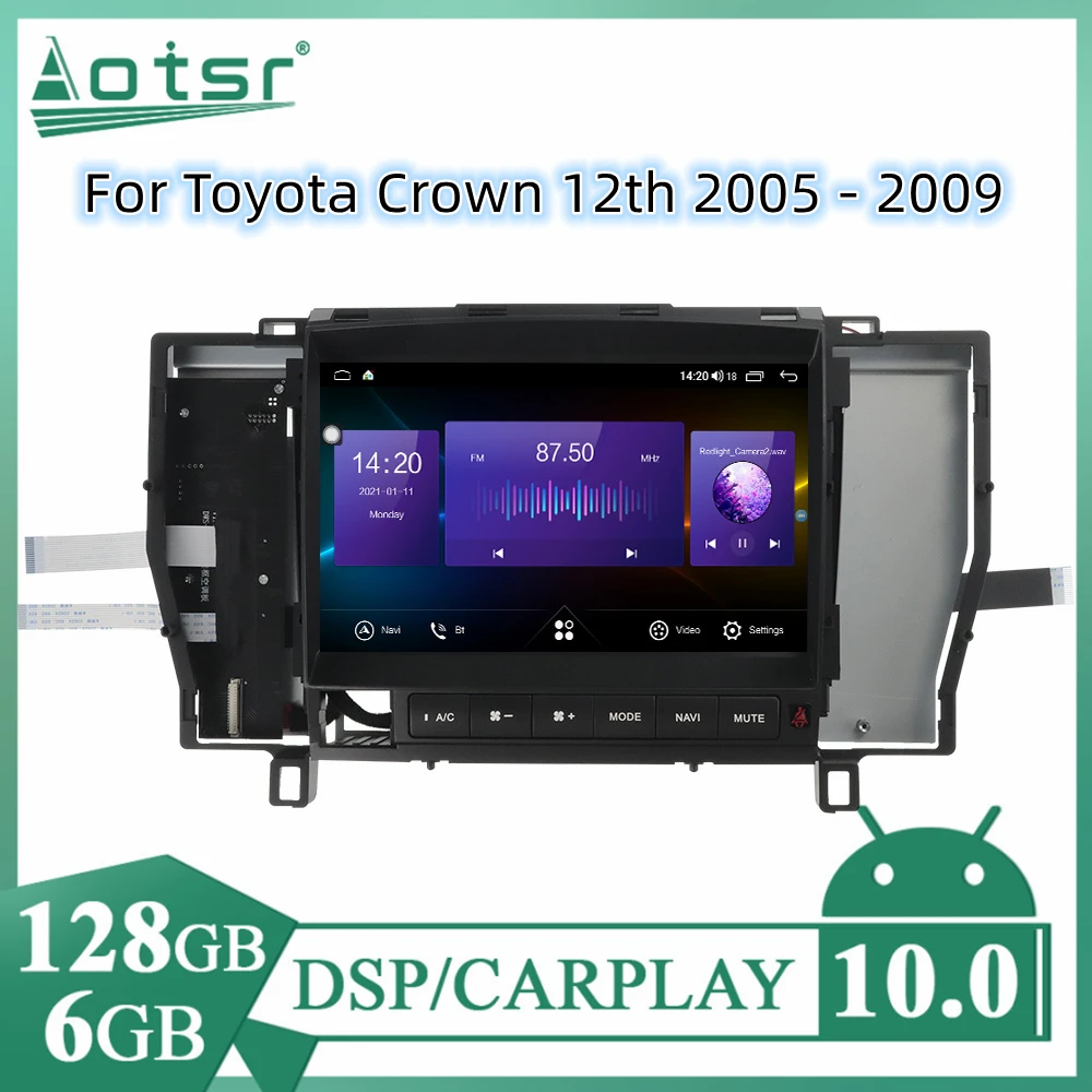 

9" QLED Screen For Toyota Crown 12th 2005 - 2009 Android Car Radio GPS Navi Auto Stereo Video Multimedia Player HeadUnit Carplay