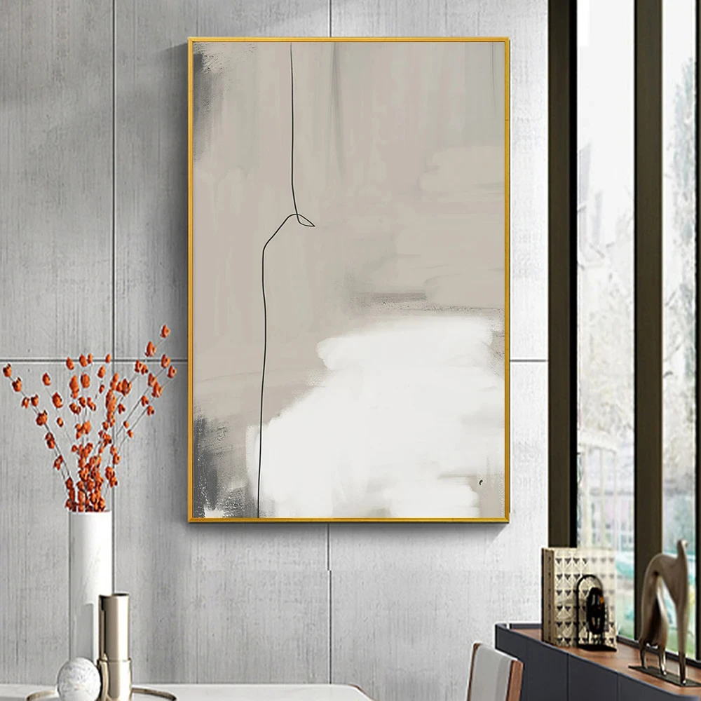 Абстрактное искусство черно-бежевый принт на холсте постер скандинавское