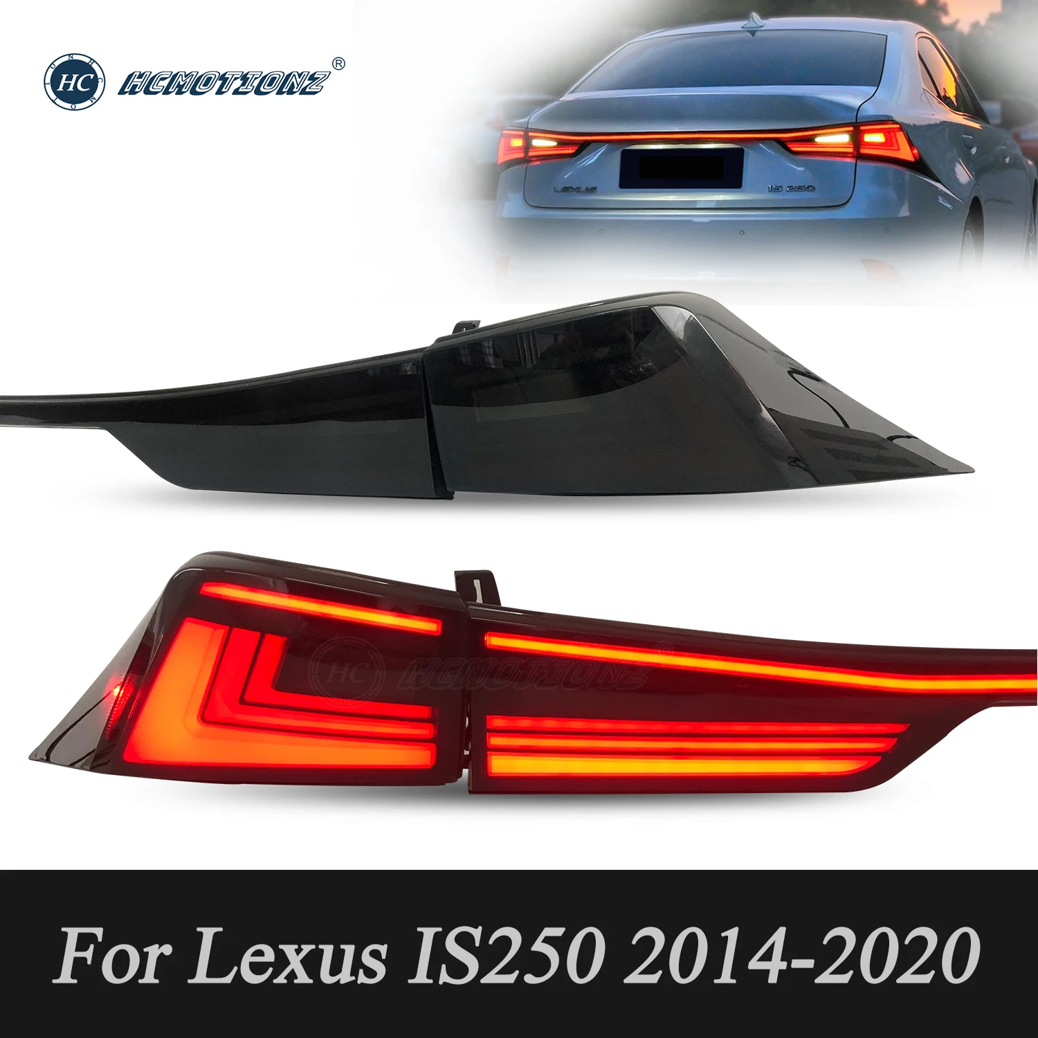 

HCMOTIONZ DRL Start UP Animation Tail Lights for Lexus IS 2014-2020 300h IS250 300 350 200t F LED Rear Back Lamps Assembly