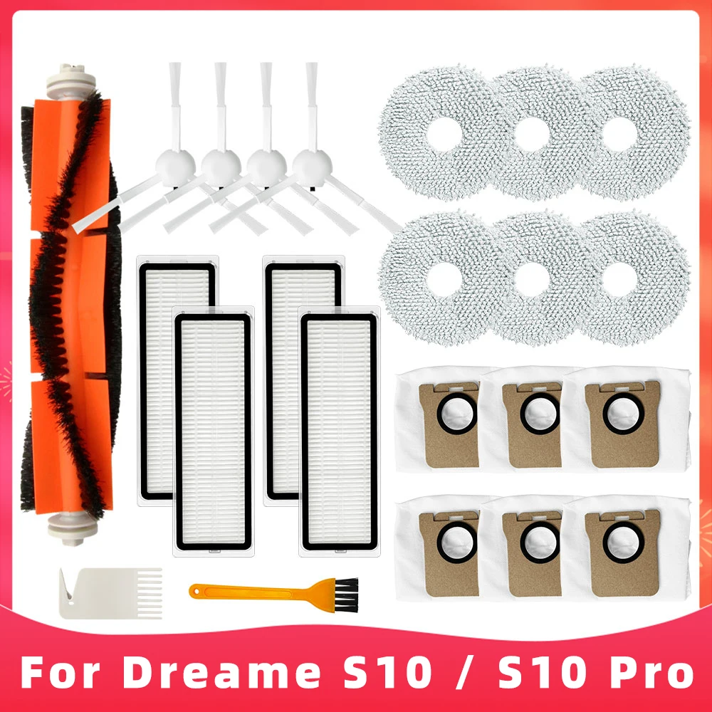 

For Xiaomi Dreame S10 / Dreame S10 Pro RLS6LADC Robot Vacuum Cleaner Replacement Spare Parts Main Side Brush Hepa Filter Mop Rag