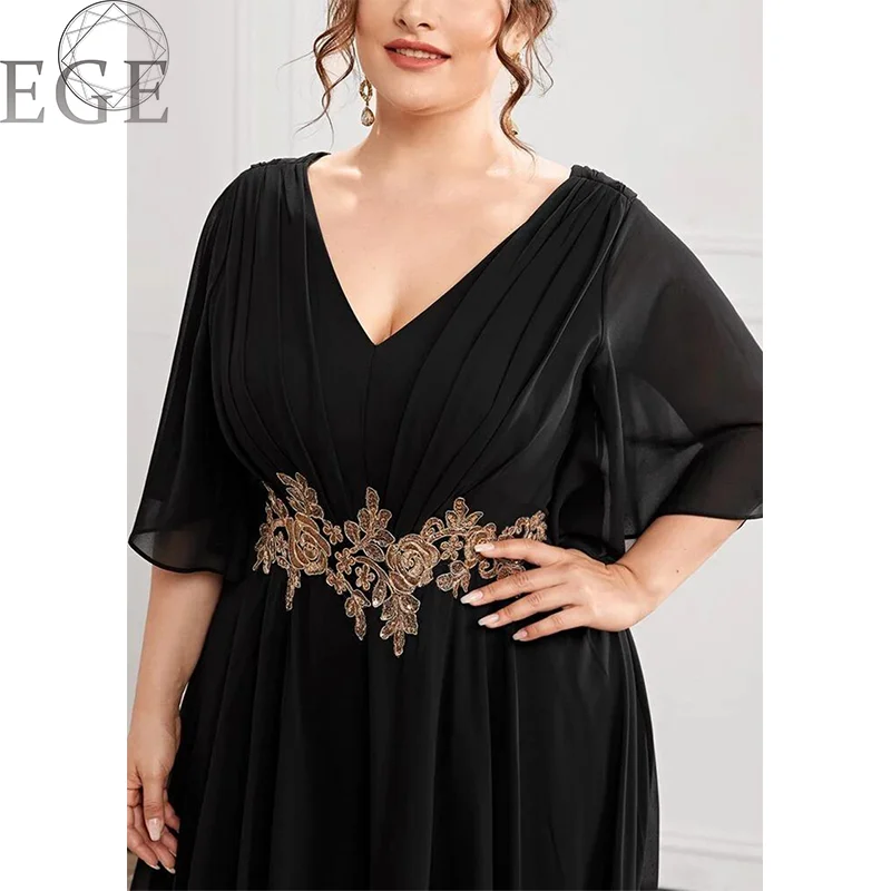 2023 Plus Size Chiffon Dresses for Women Long 6XL7XL Ever Pretty Women's Elegant V-Neck Sequin Plus Size Formal Evening Dresses