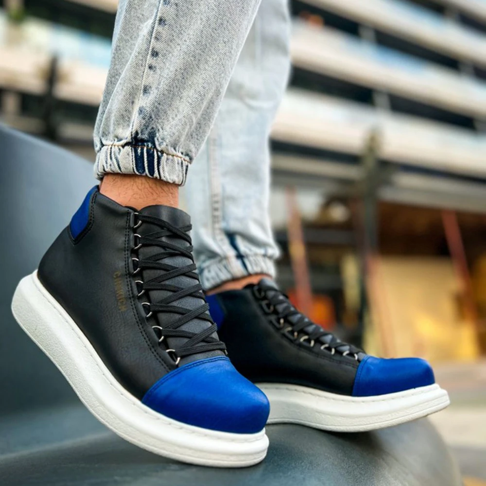 Men's and Women's Shoes Blue Black 2023 Faux Leather Fall Season Lace Up Unisex Sneakers Comfortable Ankle Gentlemen's Fashion Office Trekking Outdoor Light Odorless Breathable Warm Boots Non Slip Snow 258