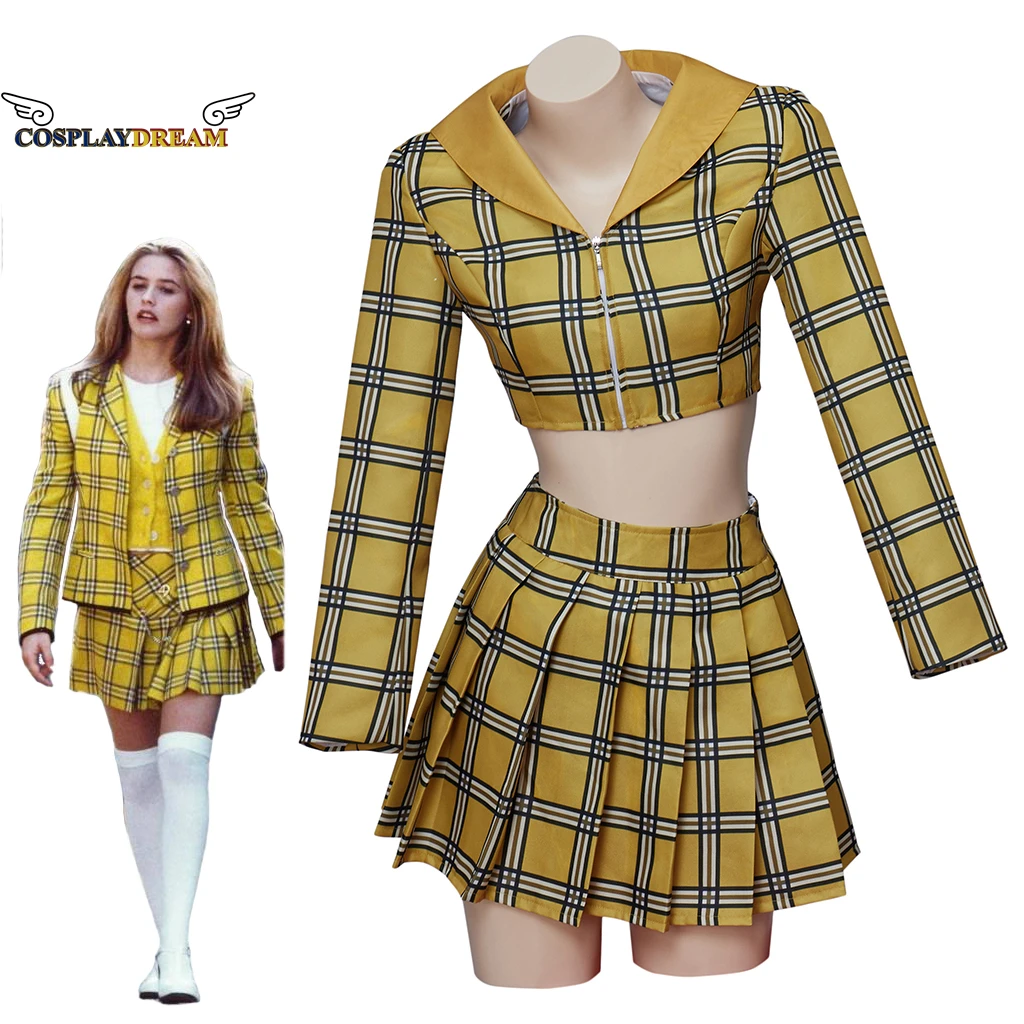 Clueless Cher Horowitz Dress Suit School Uniform College Crop Top Skirt Suit Halloween Cosplay Costume Woman Outfit Plus Size