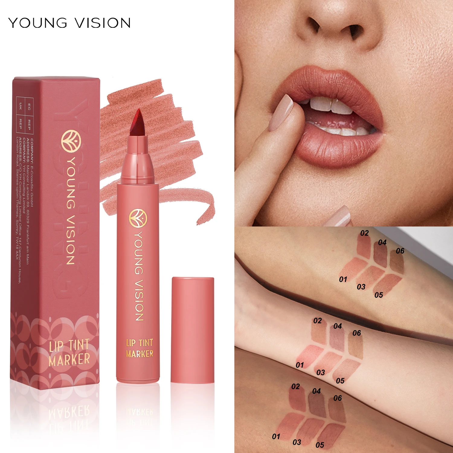 Водостойкий карандаш для губ 6 цветов