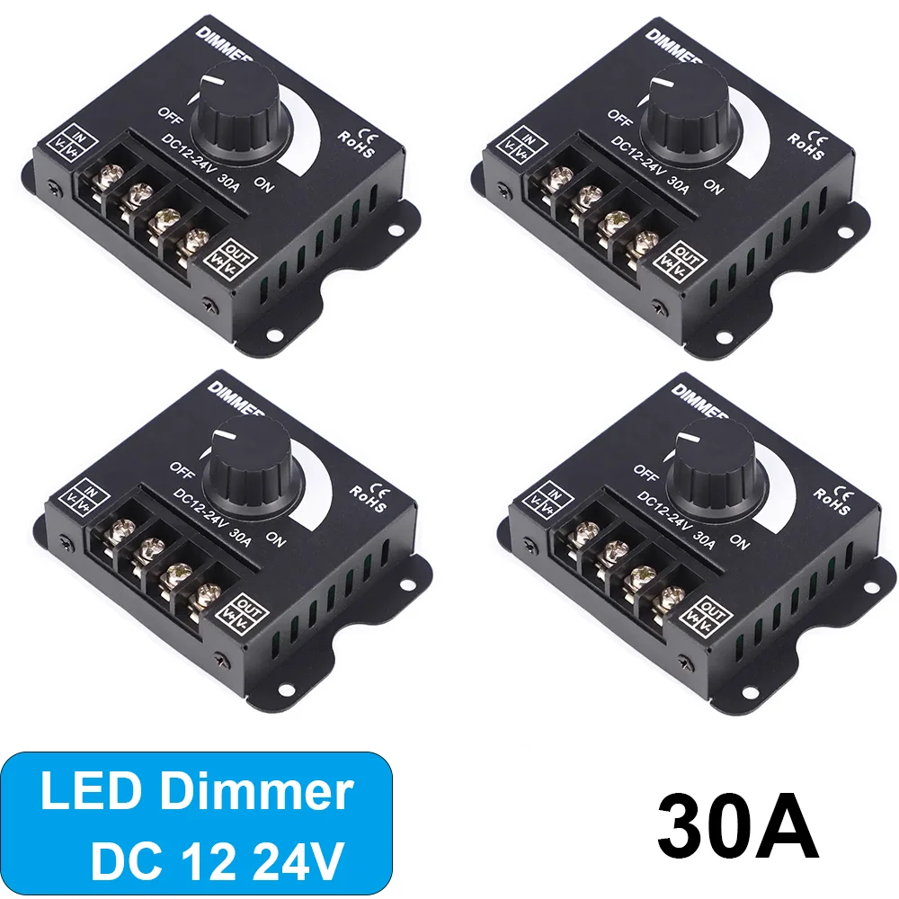 

30A LED Dimmer DC 12V 24V Switch Brightness Adjustable Controller Single Color LED Dimmer For 2835 5050 LED Strip Light