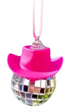 

Розовый пластиковый диско шар с ковбойской шляпой