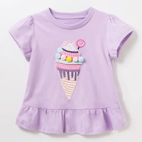 Качественная летняя детская одежда из 100% чесаного хлопка с коротким рукавом 2023, футболка для маленьких девочек, топы, одежда для маленьких девочек