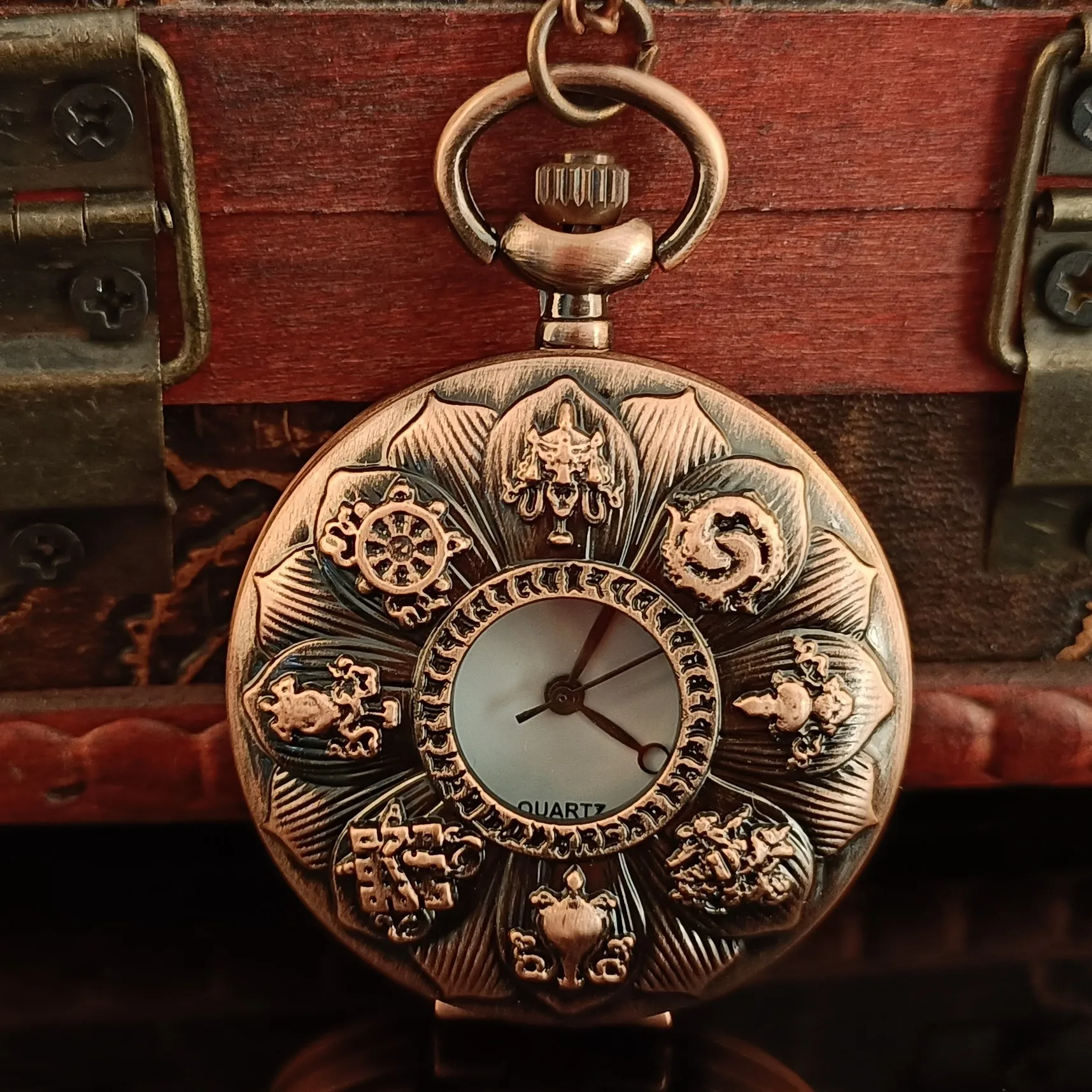Винтажные красно-коричневые кварцевые карманные часы коллекция персонализированные Креативные Часы-брелок стимпанк ожерелье цепные часы