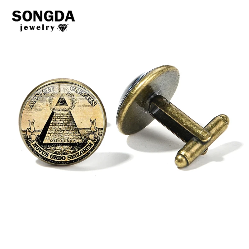 

Женская пирамида, искусственная пирамида для мужчин, ретро, Квадратные Компасы, фремазон, стеклянный кабошон, значок, запонки для рубашки, ю...