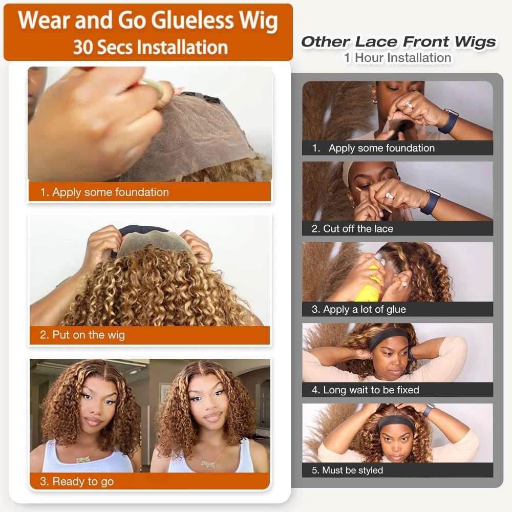 12 14-дюймовый коричневый глубокая волна 13x4 HD кружевной фронтальный 4/27 Highlight Ombre