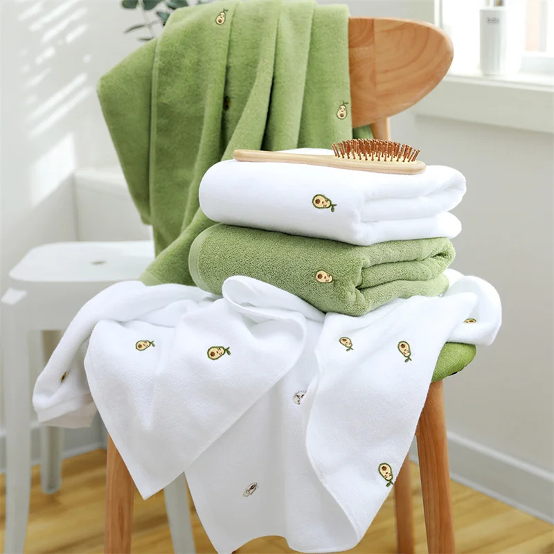 

Cotton Towel Embroidered Avocado Bath Towel Microfiber Adult Hand Towel Hair Dryer Towel Large Quick Dry Bathroom Towel