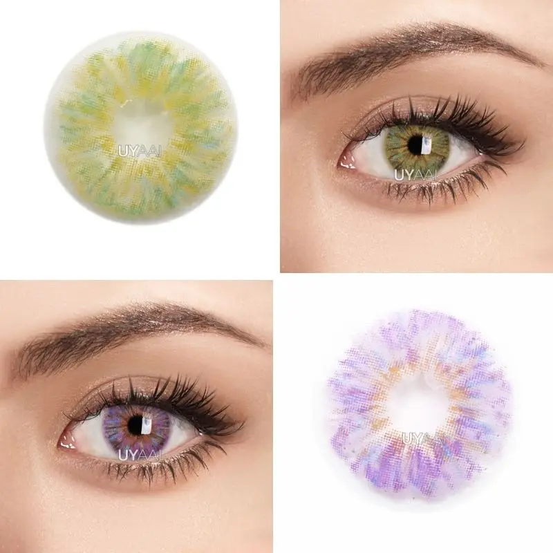 UYAAI Purple Green Contact Lenses Free Shipping 1 Pair=Two-piece Monet Seris Yearly Color Lens Eyes Beauty Pupilentes