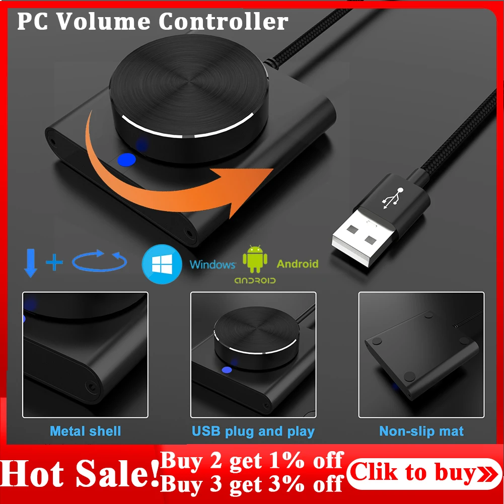 

USB Computer Volume Controller 360° PC Laptop Speaker Volume Controller Knob Adjuster Digital Control With One Key Mute Function